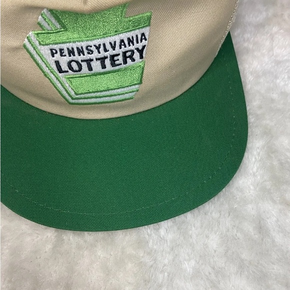 Vintage Pennsylvania Lottery Snapback Cap Hat Beige/Green - Picture 2 of 8